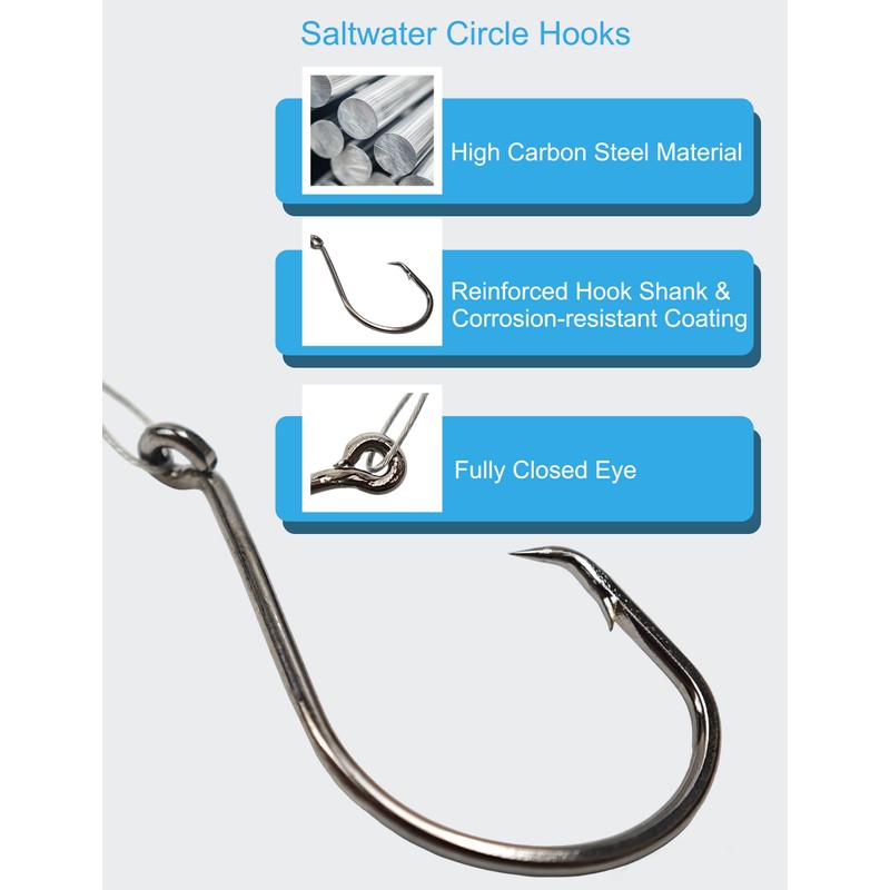 Hlotmeky 100pcs Fishing Hooks with Leader (100pcs-1/0)