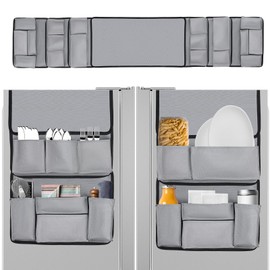 NiHome 5-Pack Mini Fridge Organizer with 14 Pockets, Fridge Dust Cover Top, Dorm Storage Over the Fridge Caddy Organizer, Fridge Storage Bag for Cutlery, Plate, Spice, Pantry, Silverware, Napkins