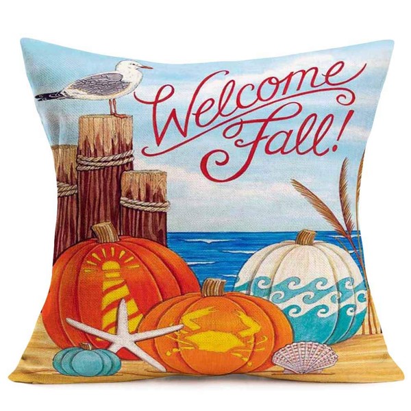 Fukeen Welcome Fall Decor Throw Pillow Covers Autumn Beach with