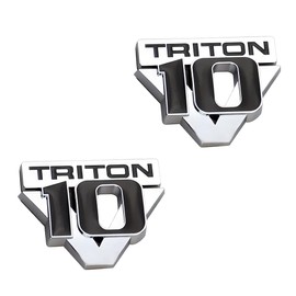 2 Pack Triton V10 Emblem Replacement for 2005-2011 Tailgate 3D Sticker Badge Nameplate (Silver Black)
