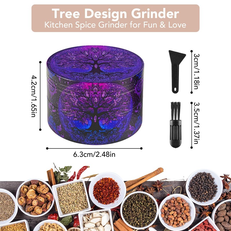 Grinder Herb Large, 63mm, 4 Piece Purple Grinder with 40
