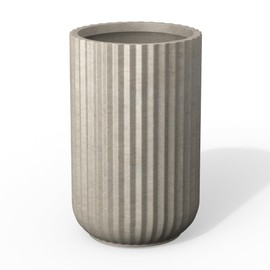 Kante Tall Fulted Concrete Planter, 21.7 Inch Height Large Plant Pot with Drainage Hole for Indoor Outdoor Plants, Modern Decor for Home, Patio, Garden, Weathered Concrete