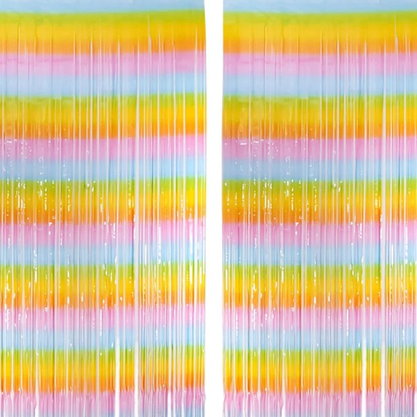 Iridescent Foil Tinsel Curtain Backdrop, 1m x 2m, 2-Pack, Pink