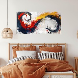 HUBOSKN Abstract Living Room Pictures Wall Decor - Modern Art Wall Decor for Office - Abstract Wall Art for Bedroom Size 20" x 40"