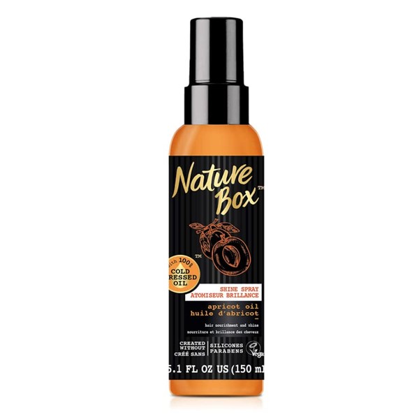 Nature Box Hair Nourishment & Shine Spray - with 100% Cold Pressed, Apricot Oil, 5.1 Ounce