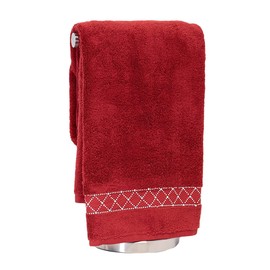 Bath Towel with X Pattern, Durable, Sparkling Rhinestones on Cotton Terry Cloth, for Glamorous Home Bath Decor, Black, 30x54, Sold Individually