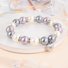 CheersLife Gifts for Women Ladies Pearl Bracelet Gift Best Friend Friendship Bracelets Birthday Gift for Women Girlfriend Mum Daughter Gifts for Christmas Valentine's Day Mother's Day, Stone Stainless