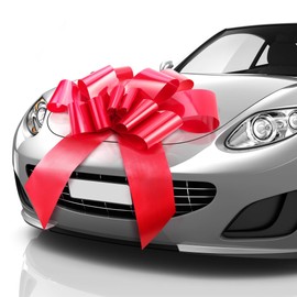 MIFFLIN Big Car Bow (Satin Red, 30 inch), Butterfly Shape Gift Bow, Giant Bow for Car, Birthday Bow, Huge Car Bow, Car Bows, Big Red Bow, Bow for Gifts, Christmas Bow for Cars