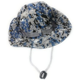 KGM Military Style Boonie Bush Combat Brim Army Fisherman Corded Safari Sun Bucket hat - Outdoor Festival Hats (Flecktarn Blue)