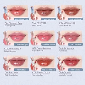 Flower Knows Lápiz labial brillante con diseño de mariposa y nube, brillo labial sólido hidratante, bálsamo labial rosado con tinte, brillo labial dur
