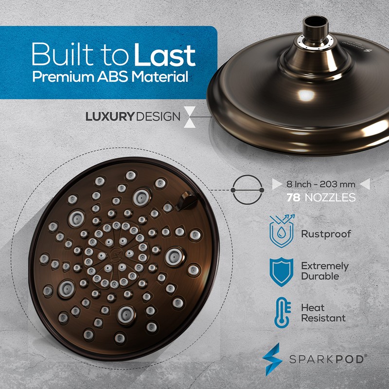 SparkPod 7 Spray Settings Shower Head - Adjustable High Flow