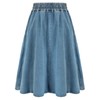 KANCY KOLE Women Casual Jean Skirts Mid Length Drawstring A-Line