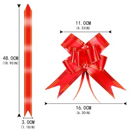 Zngou 30 Pcs Wrap Pull Bows Medium Wrap Bows Set Wrap Ribbon Bows Gift Basket Bows Red and Green Pull Bows with Ribbon Strings for Presents Crafts Bouquet Boxes Hampers Gift Wrapping Mixed Colours