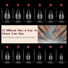 Almond Nail Tips, Venares 500 Pcs Half Matte Short Nail Tips for Gel Extensions, Pre-buff Clear False Nails, Full Cover Nail Tips for Acrylic Extensions DIY