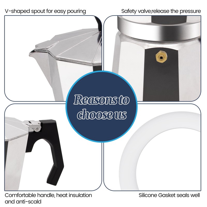 Supvision 6 Cup Moka Pot Aluminum 300ml Italian Coffee Maker