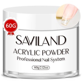 Saviland Clear Acrylic Powder 60 g Large Capacity Acrylic Nail Powder Polymer Professional Acrylic Application for Nail Extension French Manicure Nail Carving