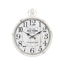 Menterry Retro Round Wall Clock. White Vintage Antique Style. Battery Operated Silent Wall Clocks for Farmhouse,Bathroom,Kitchen,Bedroom,Office, (11.8" H x 9.3" W)