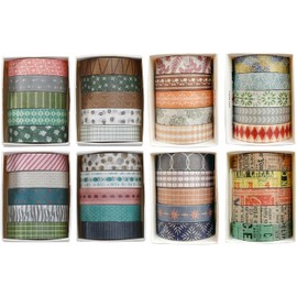 Songdao 40 Rolls Basic Washi Tape Set Cute Printed Patterns Masking Skinny Creative Decorative Tapes for Arts, DIY Crafts, Journals, Planners, Scrapbook, Wrapping (Retroism 2)