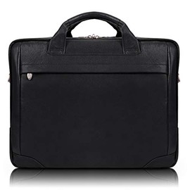 McKleinUSA S Series, Bridgeport, Pebble Grain Calfskin Leather, 17" Large Leather Laptop & Tablet Briefcase, Black (15475)