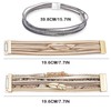 Wowanoo 3Pack Leather Cuff Bracelet Set Multilayer Wrap Bracelet Crystal
