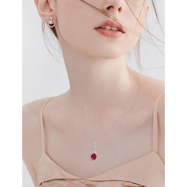 VA JENT Necklace for Women 925 Sterling Silver Cut Oval Ruby Cubic Zirconia Infinity Pendant Necklaces for Her Gifts on Birthdays