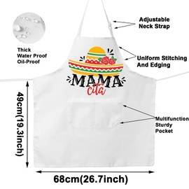 JNIAP Mamacita Papacito Apron - Large, Polyester - Unisex-Adults, Cooking Enthusiasts, Event Hosts, Outdoor Enthusiasts - Multi-Purpose - Cinco De Mayo, Mexican Fiesta, Mama Apron - Mamacita Wh