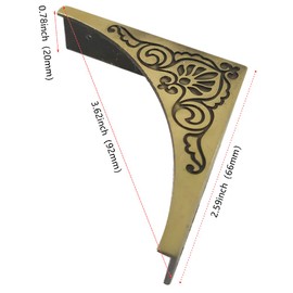 glrovazas Antique Metal Box Corner Protector 4 Pcs Antique Zinc Alloy Box Corner Protector Edge Safety Guard Cabinet Furniture Corner Protectors Bumpers (Bronze)