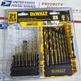 DeWalt 21-Piece DRILL BIT SET Model # DW1342 Titanium Nitride Coating