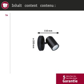 Paulmann Zyli 66774 Spotlight IP44 GU10 230V Max. 10W Dimmable Matte Black