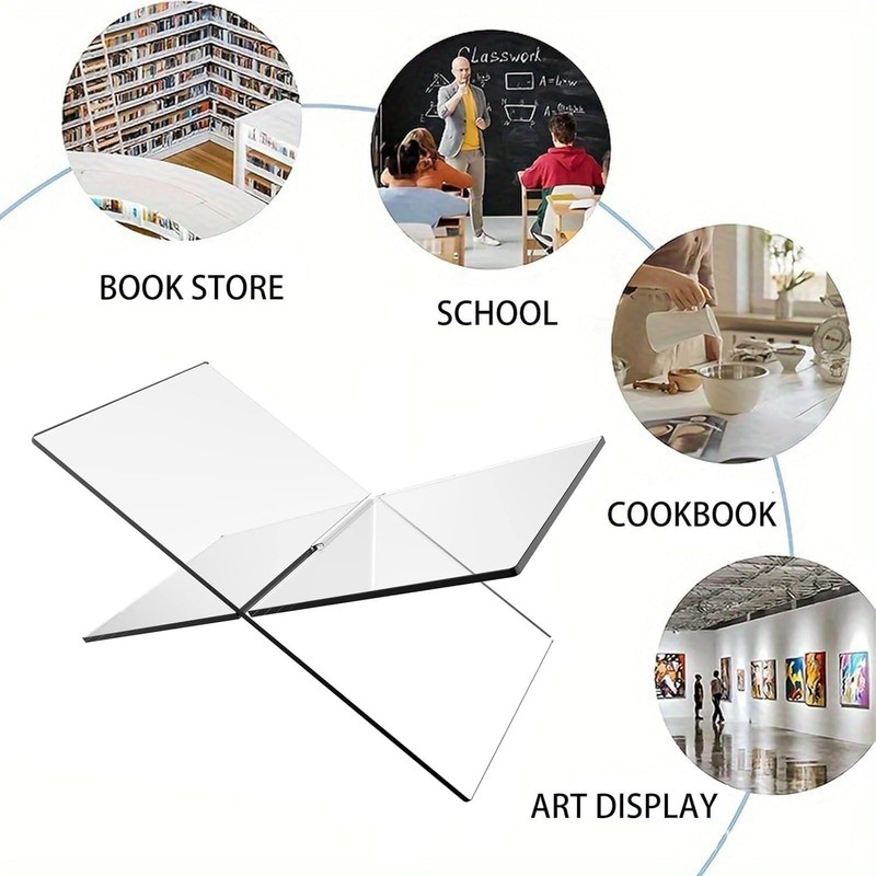 Acrylic Book Stand Large Open Display for Cookbook Art Bible