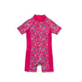 ADAVERANO Baby Girls' Swimwear / Sunsuits UV50+ In One Piece Zip with Sun Hat, The Roses