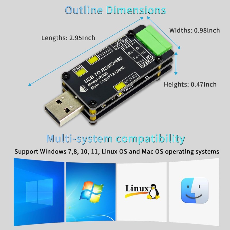 Jhoinrch USB to RS485 RS422 Converter Adapter