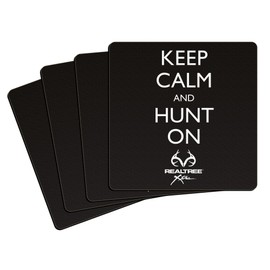 Boelter Brands Realtree Keep Calm Coasters (4 Pack), 4" x 4", Black
