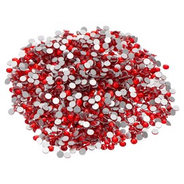 PATIKIL SS10/1440Pcs Glass Diamante Rhinestone, Crystal Glass Flat Back Rhinestones Round Crystal Man Made Gems Diamond Decor for Nail Art Craft Clothes DIY Makeup, Red