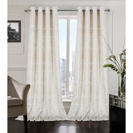 always4u White Soft Velvet Curtains 108 Inch Length Long Luxury Bedroom Curtains Gold Foil Print Window Treatments for Living Room Set of 2