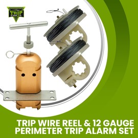 Trip Alarm Co. Trip Wire Reel & 12 Gauge Perimeter Trip Alarm Set - 2 Pack of 85ft Kevlar Wire Reels for and Perimeter Defense Device 360° Coverage Warning Security for Camping Safety