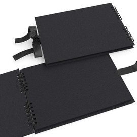 Arteza Blank Scrapbook Set, Black Cover, Spiral Bound, 8.5x11 inches, 2-Pack, 40 Black Pages, 250 gsm, for DIY Crafts, Guest Books, Travelling, Birthday & Holiday Gifts