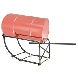 KUAFU 55 Gallon Drum Cradle 600lbs Drums Dolly Cart Drum Dispensing Stand Black 4 Wheel Powder Coated Steel