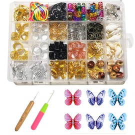 331pcs Dreadlocks Beads Metal Hair Cuffs Hair Rings Braid Hair Loop Clips Hair Jewelry for Braiding Hair Decoration Dreadlock Accessories