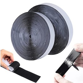 Self-Adhesive Hook and Loop Strips Tape Roll, 1in x 26.2ft Black Heavy Double Sided Sticky Duty Strips with Strong Adhesive Industrial Strength Sticky Fastener Interlocking Fastener Mounting Tape