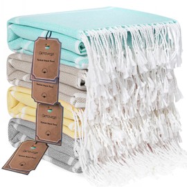 Genovega 4 Packs Turkish Beach Towels Vacation Essentials Quick Dry Sand Free Soft Absorbent Extra XL Large Big Blanket Adult Oversized Bath Pool Swim Towel Set Bulk Multipack Thin Sandless Fast