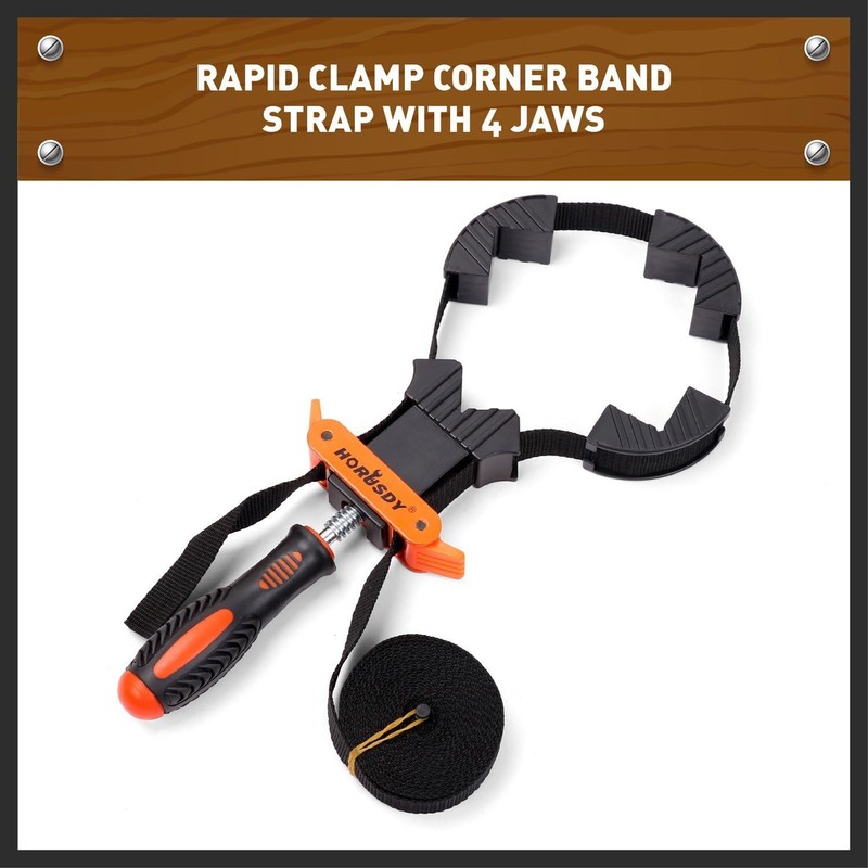 HORUSDY 4-Piece Band Clamp, Woodworking Frame Clamp Strap Holder for