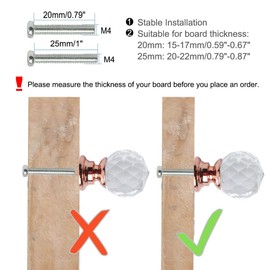 sourcing map 20mm Dia 4pcs Crystal Knobs Aluminum Alloy Base Round Shape Knob Drawer Pull Handle Furniture Door Cabinet Cupboard Wardrobe Dresser Decorative Rose Gold Color