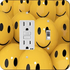 Yellow Smiley Face Balls -Light Switch Plate Cover - Toggle GFI One Gang - Toggle GFI switch Plate Cover Switch Plate Cover