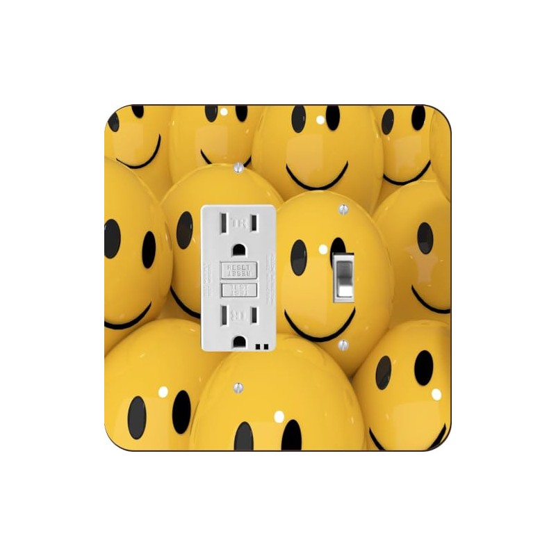 Yellow Smiley Face Balls -Light Switch Plate Cover - Toggle