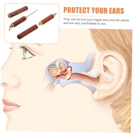 Minkissy 4sets Premium Cleaning Spoons Brass Sandalwood Easy Practical Keep Ears Clean Healthy 2pcs*4