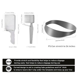 Barber Fade Combs Barber Combs with Fade Hair Trimming Guide, 3Pcs Fade Comb Professional Hair Cutting Comb Barber Cutting Comb,Fade Comb Blend Comb,Professional Curved Positioning Comb for Men (Black)