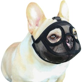 Mesh Muzzle for Dogs, French Bulldog Muzzle, Durable, Breathable, Short Nose, Dog Muzzle, Training Muzzle, Adjustable, Prevents Chewing, Barking, Scratches Licking Prevention, Muzzle Cover, Muzzle