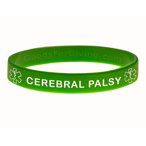 Cerebral Palsy ID Bracelet Wristband - Green - 8 Inches - Standard