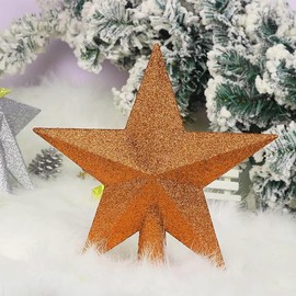 YYCRAFT Glitter Star Tree Topper Christmas Decoration-6 Inch,Orange